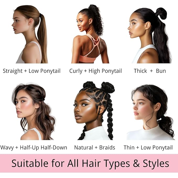 LuSeren 120 Pcs No Damage Hair Ties for Thick Hair, Large Soft Seamless Nylon Hair Elastics for Women, Ponytail Holders, Hair Accessories – brown