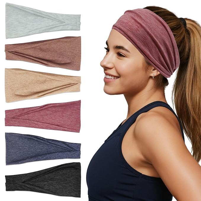 Headbands For Women Headband Elastic Soft Head Bands For Women's Hair Accessories Womens Fashion Yoga Fabric Hair Band 6 Pcs