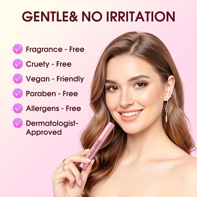 Lash Serum for Eyelash Growth: Premium Eyelash Growth Serum with Advanced Formula to Boost Longer Fuller and Thicker Lashes and Eyebrows - Gentle & Vegan for Sensitive Eyes (5 mL)