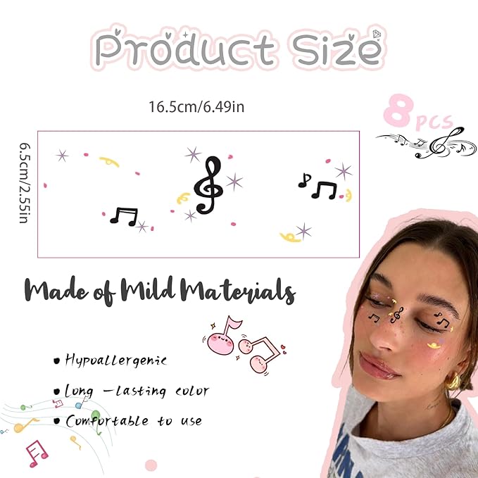 8 PCS Face Glitter Freckles Tattoo, Temporary Makeup Patches,Waterproof - Body Glitter Sparkle Fake Freckles Stickers Festival, Concert,Carnival Party,Cosmetic Glitter,Rave Accessories Decorations