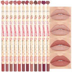12 Colors Lip Liner Pencils Pack Set,12Pcs Natural Nude Brown Lipliner Bundle, Creamy Matte Labiales, Cool Tone Neutral Pink for Lip Makeup-set15