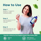 Natural Oil Pulling for Teeth and Gums | Organic Mint Flavored Oral Rinse Mouthwash for Bad Breath | Essential Oil & Teeth Whitening Gum for Freshen Breath | Cobalt Glass Bottle with Refill-16 FL Oz