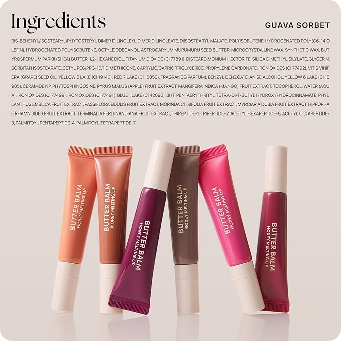 Nature Republic Honey Melting Lip Butter Balm – Moisturizing Tinted Balm with Peptides, for Sheer & Glossy, Smooth & Soft Lips, Stocking Stuffers (GUAVA SORBET)