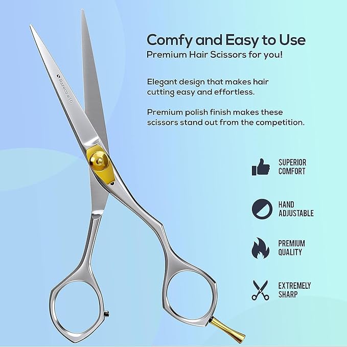 Suvorna Hair Cutting Scissors for Professionals, Barbers - Hair Shears for Cutting, Trimming, Grooming, Precision - Extremely Sharp Razor Edge - Made With 6.5" Japanese Stainless Steel for Men, Women.