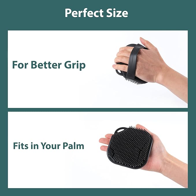 2 PC Silicone Body Scrubber, Exfoliating Shower Bath Scrubber, Soft Silicone Loofah for Sensitive Skin, Shower Hair Scalp Massager, Easy to Clean, Lather Well Black&Pink