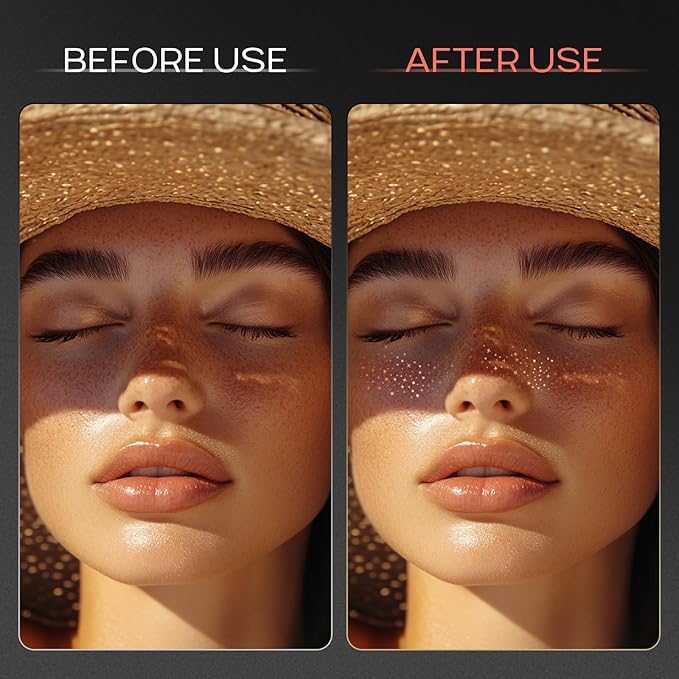 Rose Gold Glitter Freckles Face Tattoo, Sparkle Face Glitter Speckles, 4pcs Makeup Patches