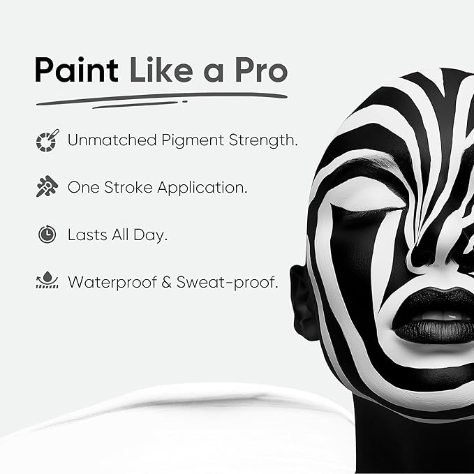 Blue Squid PRO White Face Paint Stick - Waterproof Body Paint for Adults & Kids Eye Black Baseball, Softball - Vegan Hypoallergenic Twist-Up Non-Toxic Makeup Stick for Cosplay, Sports & SFX (White)