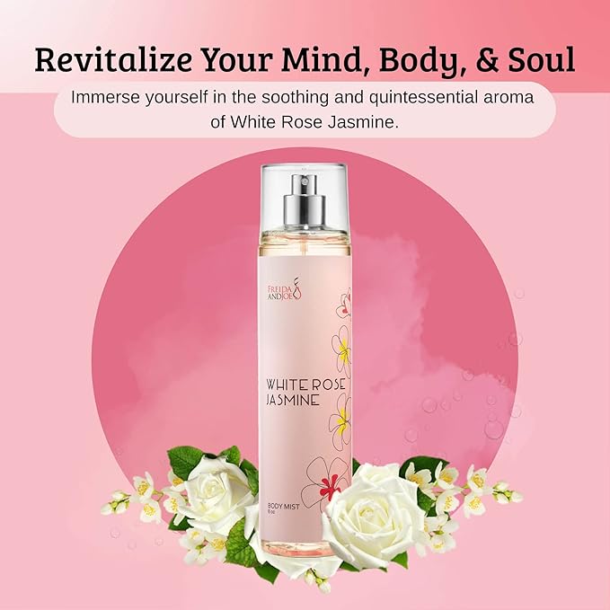 White Rose Jasmine Body Spray for Women, Womens Perfume Fragrance Body Mist And Sprays Luxury Perfume Mist - 8 oz Fine Spray Bottle