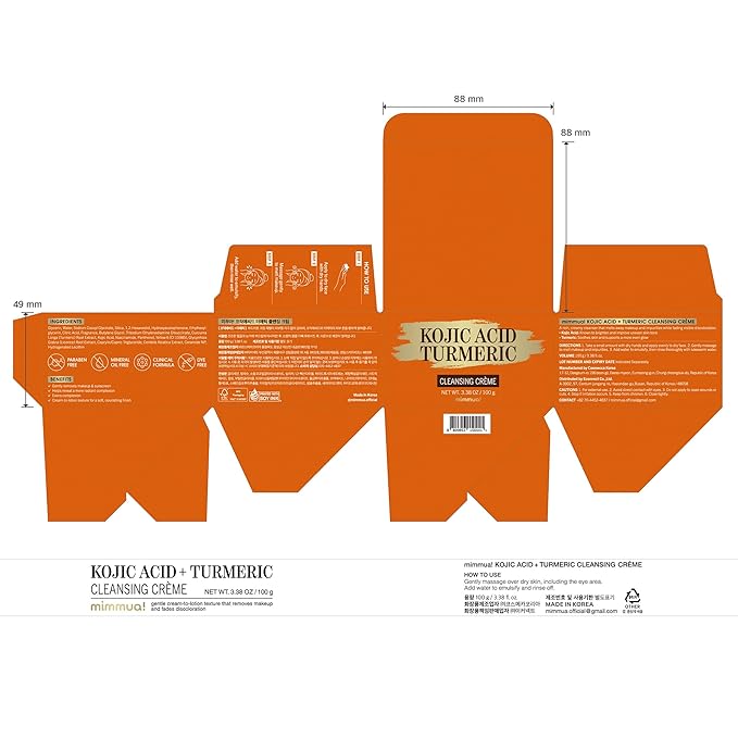 KOJIC ACID TURMERIC CLEANSING CRÈME | Balm to Oil Cleanser | Makeup Remover Cleansing Cream | No Eye Stinging | Helps Even Tone & Fade Hyperpigmentation w/Consistent Use 100ml / 3.38 Fl Oz