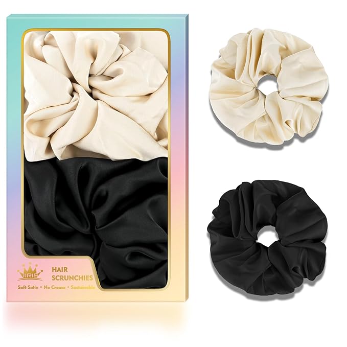 2Pcs Big Satin Scrunchies for Women, Softer Than Silk Scrunchies, Fashion No Crease Hair Ties for Thin Thick Hair,Soft Hair Bands No Damage for Girls, Ideal Gifts for Women (Set 10)