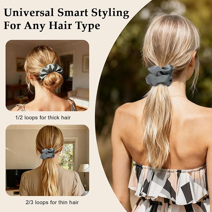 Satin Scrunchies for Women – 8PCS Green Silk Hair Ties – No Crease, Frizz-Free, Gentle Elastic Hair Bands for Thick & Thin Hair, Soft & Stylish Hair Accessories Gifts