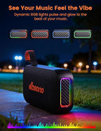 Bluetooth Speaker Stereo 20W Loud Sound: 30H Playtime, IPX5 Water Resistant, Portable Wireless Speakers, Powerful Bass, Lightshow, Birthday Gifts for Men/Adults/Teens, Beach Vacation Essentials, Black