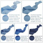 MEEDEE 100 Pack Dusty Blue Shades Hair Ties For Women No Crease Soft Elastic Ribbon No Damage Blue Color Palettes Hair Ties Knotted Ouchless Hair Ribbon Yoga Hair Ribbons Elastic Bracelets