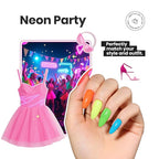 Beetles Neon Nail polish Set, 6 Colors Bright Rainbow Nail Polish Kit Quick Dry Finger Nail Polish Glossy Shine Nail Lacquer Polish Long Lasting Neon Party Gifts for Women