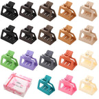 18 Pack Square Small Hair Clips for Women Girls,2 Inch Matte Rubber Coating Medium Claw Clips Thin Short Hair,Strong Hold Jaw Clips(Neutral Color Hair Accessories)
