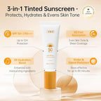 VGO Tinted Sunscreen for Face SPF 50, Tinted Moisturizer with SPF, Face Sunscreen for Women, Sweat Resistant Oil Free with No White Cast, 1.76oz