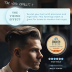 Smooth Viking Forming Cream - High Hold Styling Cream for Matte Finish, Men's Hair Products, Hair Paste for Short, Curly and Long Hair, Made in USA, 2oz
