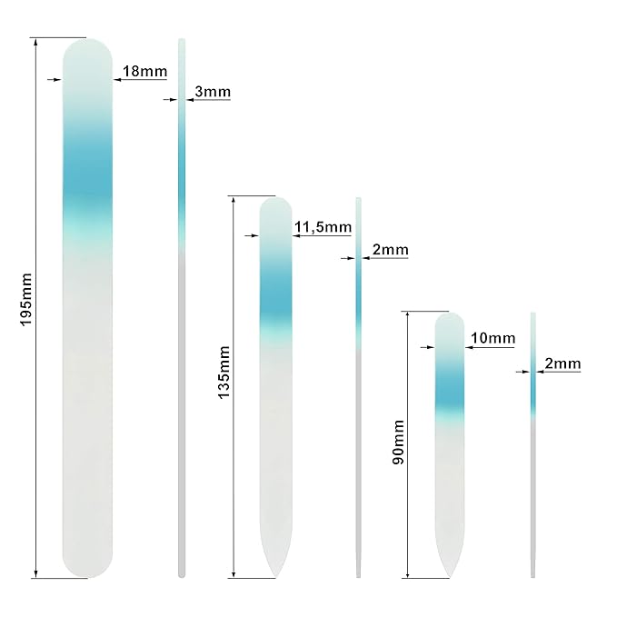 Glass Nail File - Mont Bleu Gift Set of 3 Crystal Nail Files in Pouch - Genuine Czech Tempered Glass - Handmade Gifts for Girlfriend - Premium Quality Professional Set of Nail Files for Women