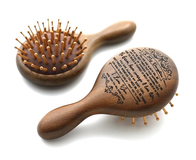 TOBOHU Engraved Wooden Hair Brush Gift for Daughter from Mom Dad, Christmas Birthday Gifts for Bonus Step Daughters Adults