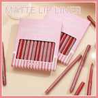12 Colors Matte Lip Liner/Lipstick Set,One Step Lips Makeup Kit,Velvet Nude Collection Waterproof Long Wear Lip Gloss, Lip Liner for Women To Create The Perfect Matte Lip Look