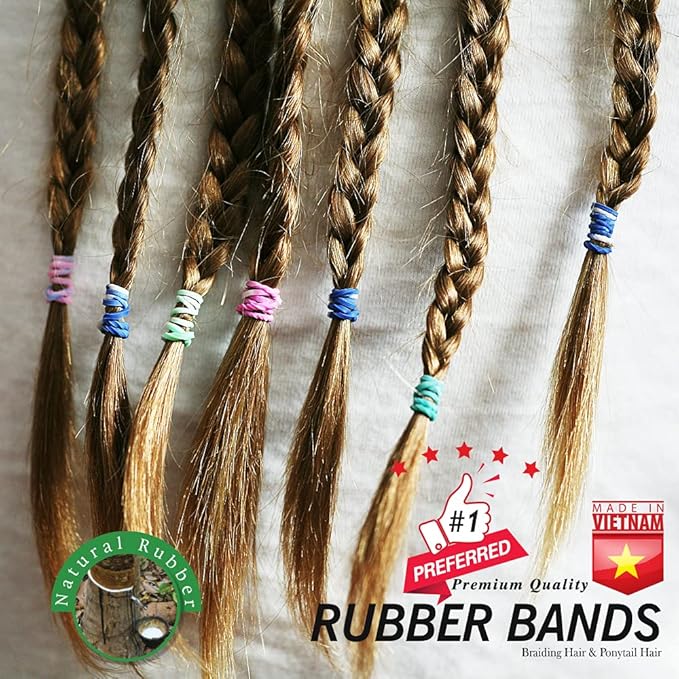 Beauty Town Hair Tie Rubber Bands - 1000pcs/500pcs Soft Stretchy Elastic Bands for Braids, Ponytails & Bun