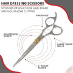 Hair Cutting Scissors -Sharp Razor Edge Blade Hair Shears Series - 6.5" With Fine Adjustment – Stainless Steel Hair Scissors Professional For Men, Women & Babies (Sand)