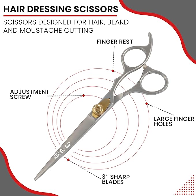 Hair Cutting Scissors -Sharp Razor Edge Blade Hair Shears Series - 6.5" With Fine Adjustment – Stainless Steel Hair Scissors Professional For Men, Women & Babies (Sand)