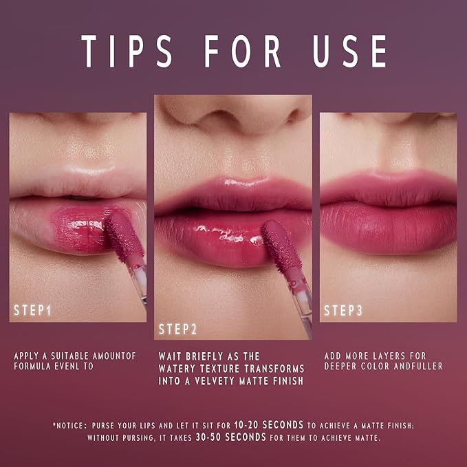 ALTERA BLURRING LIP TINT - Shine Lip Gloss to Soft Blurry Lip Matte Finish, Long-Lasting Lip Stain, Smooth and Blur lip lines, Watery-Velvet Feel, Hydrating & Non-Sticky (003 BLOOM)
