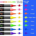 16-color luminous body painting, UV neon face painting pen, luminous face painting kit, washable skin tattoo pen, Halloween party makeup (16 colors)