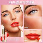 Oulac Coral Red Lipstick - Moisturizing Lipstick Tinted Lip Balm for Dry Lips | Vibrant Bright Red Lip Crayon & Blush - Lip Colour and Cheeks Makeup | 2.48g, Bloom Bloom (03)