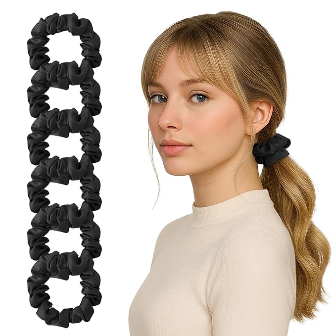 6 Pcs Silk Satin Scrunchies for Hair Sleep Silk Hair Ties for Women Girls Hair Scrunchies for Ponytails Holders Smooth Hair Accessories Gentle on Hair