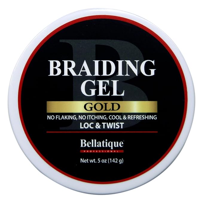 GOLD Braiding Gel Maximum Hold for LOC & Twist - No Flaking, No Whitening, Fast Drying, High Shine, Cool & Refreshing, Long Lasting Hold (5 oz)