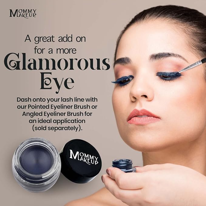 Mommy Makeup Waterproof Stay Put Gel Eyeliner Pot with Micropigments - Smudge-Proof, Long Lasting, Highly Pigmented Cream Eye Liner, 0.14 oz (Blue Angel)