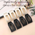 8 Pack Black White Flat Hair Clips for Women – Large Matte Rectangle No-Slip Claw Clips for Thick & Thin Hair, Strong Hold Square Hair Accessories