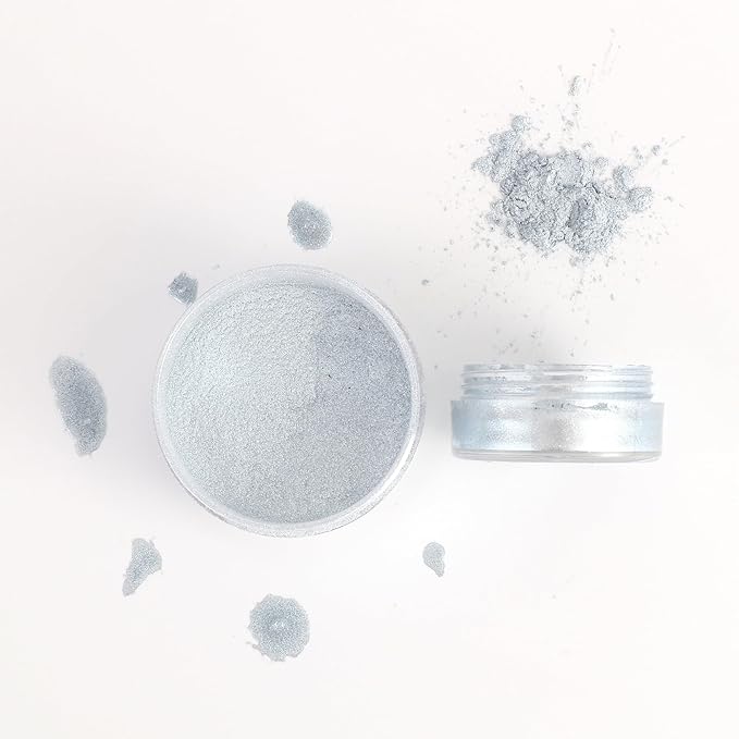 Ultra-Fine Silver Makeup Metallic Powder, Silver Metallic Chrome Powder For Face & Body Paint with Mixing Liquid, SFX Makeup Kit For Halloween Costume Cosplay, Full Coverage Face Painting Kit