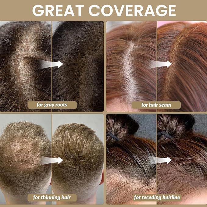 VOLLUCK Root Touch up Powder, Instant Hairline Powder for Thinning Areas and Gray Hair Coverage, Natural and Non-greasy Root Cover up for Women and Men (Red Brown, 0.14 Ounce)