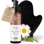 Self Tanner Tanning Mousse Kit - USA Made with Natural & Organic Ingredients, Self Tanner Mousse and Mitt, Tan Kit, Fake Tan Tanning Foam, Medium to Dark, Sunless Tanners Best Sellers