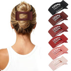 French Flat Hair Clips for Women 6pcs Hair Claw Clips for Thick or Thin Hair Matte Claw Clips for Girls Barrettes Non-Slip Strong Hold Hair Accessories for Women (Red)