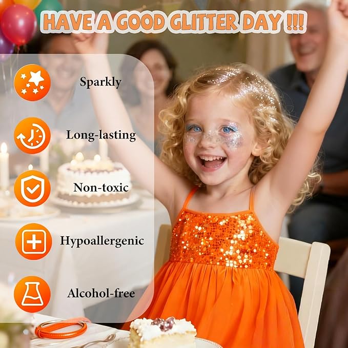 Body Glitter Face Glitter, Hair Glitter for Kids, 12 Shapes Fine Chunky Glitter Gel for Women Girls Makeup Sparkles Party Mermaid Sequins Rave Accessories Singer Concerts Festival (Blue Scheme)