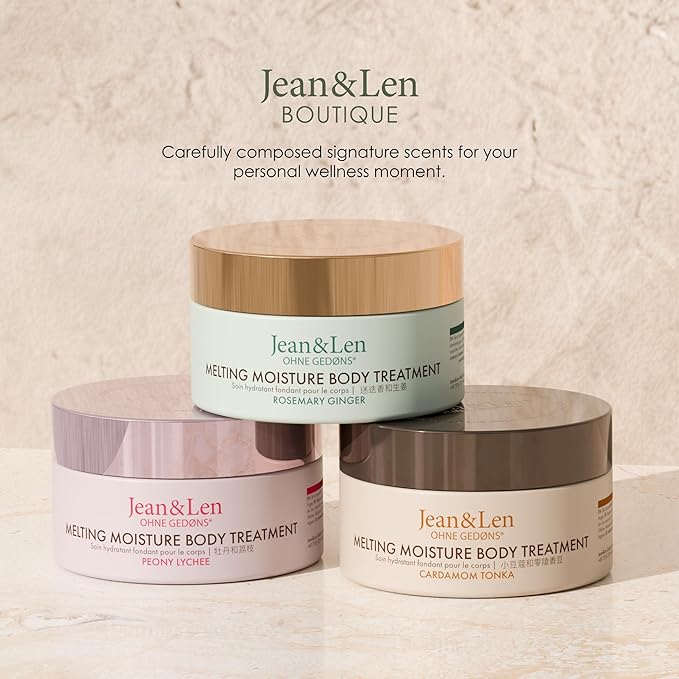 Jean & Len Melting Moisture Body Treatment Rosemary & Ginger, for a fragrant care result, for normal skin, nourishing body butter, without parabens & silicones, 6.76 Fl. Oz.