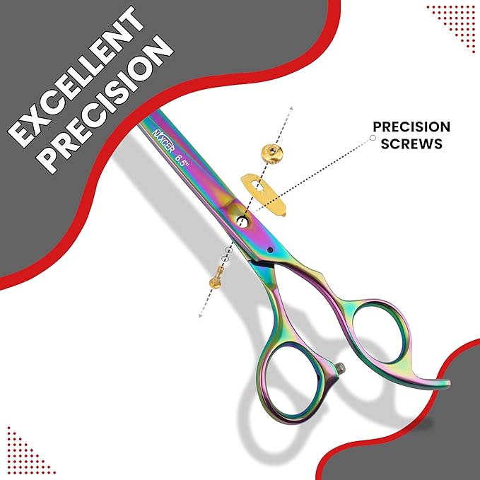 Hair Cutting Scissors -Sharp Razor Edge Blade Hair Shears Series - 6.5" With Fine Adjustment – Stainless Steel Hair Scissors Professional For Men, Women & Babies (Rainbow)