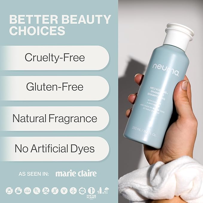 Neuma Neu Volume Shampoo 8.5 Fl. Oz. Fennel, Ylang Ylang, Patchouli, and Vanilla Scent, Sulfate Free Shampoo