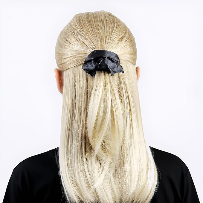 Scrunchies for Women Pack of 30 - Soft Black Hair Accessories Set, Seamless Thick Hair Ties Big Small Size Satin Scrunchie for Girls, Daily Use, Back to Shool Gifts for Her