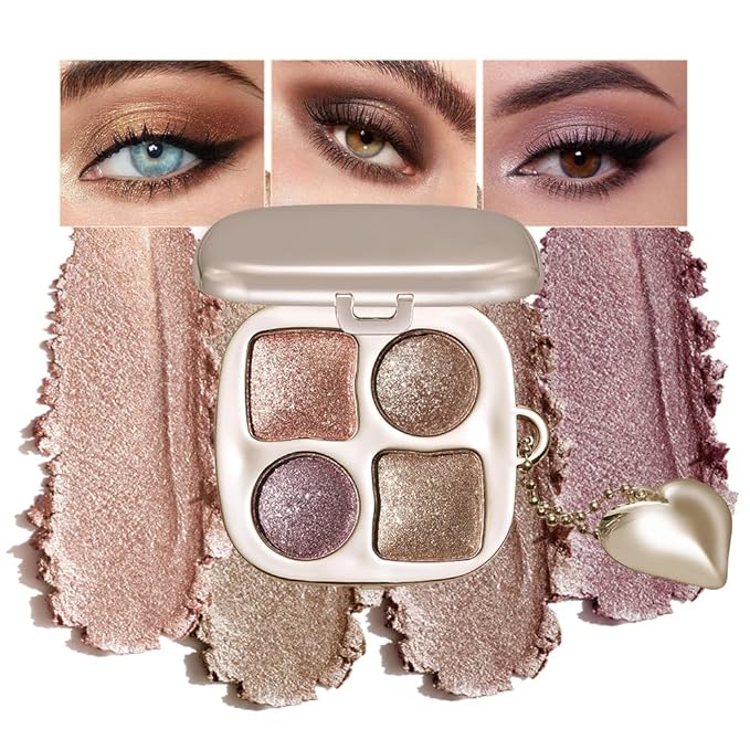 Eyeshadow Palette Multi-Finish , Matte Shimmer Metallic Eye Brightening Palette with Silky Smooth Powder, Fine Shimmer Duochrome Sparkle, Long-Lasting Blendable Shadows for Aegyo-Sal Highlight-6#