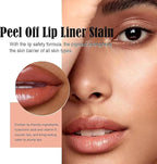 3Pcs Peel Off Lip Liner Lipstick Makeup, Chestnut Nude Brown Peel Off Lipgloss for Women Magic Lipstick 24 Hours Original Lip Liner Makeup Stain (#C, 1 Count (Pack of 3))