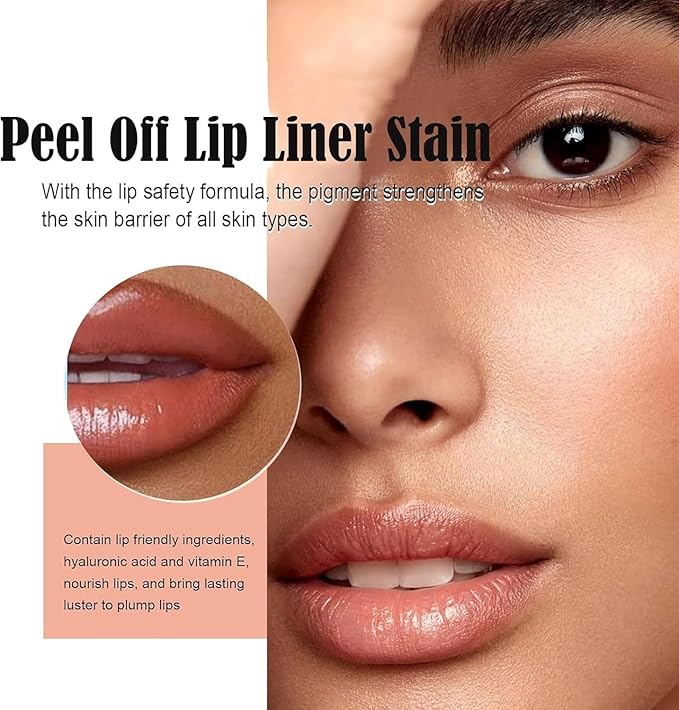 3Pcs Peel Off Lip Liner Lipstick Makeup, Chestnut Nude Brown Peel Off Lipgloss for Women Magic Lipstick 24 Hours Original Lip Liner Makeup Stain (#C, 1 Count (Pack of 3))