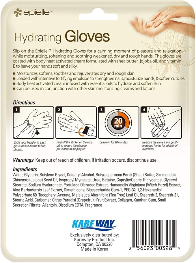 Epielle Hydrating Hand Mask 6 Pairs, Relieve and Soften with Shea Butter & Jojoba Oil, Deep Moisturizing Gloves for Dry, Cracked Hands, Self Care Gifts for Women, Spa Kit, Stocking Stuffers