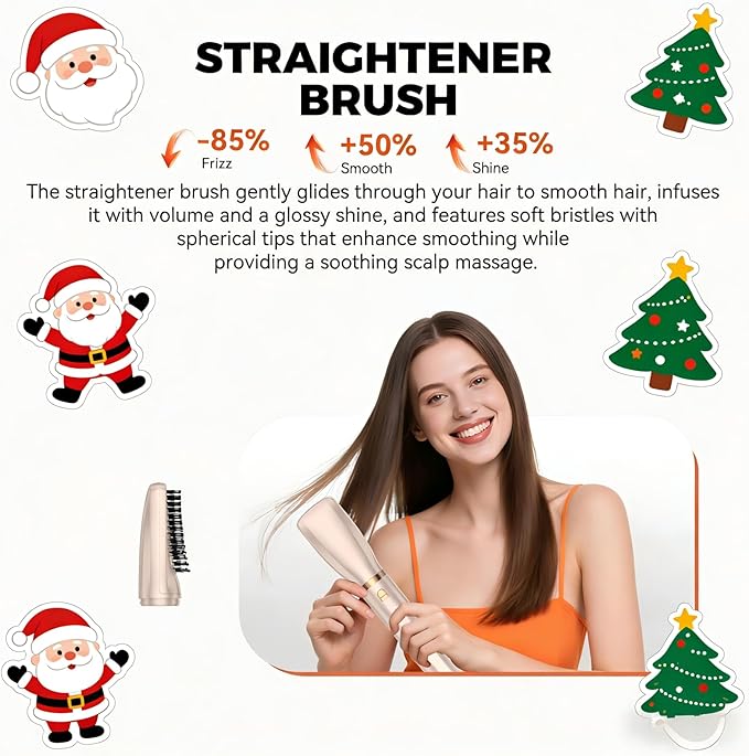 6 in 1 Hair Styler,110-120V Hair Dryer Brush,110,000 RPM High-Speed,Negative Ion & 4 Adjustable Temp Hot-Air Hair Brush,Detachable Hot Air Styler Set for Women (Pink Gold)
