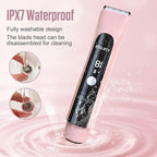 2 in 1 Bikini Trimmer for Women Dual Head Electric Shaver with LED Display,IPX7 Waterproof Wet & Dry, Painless Shaver for Underarm Leg Arm Body Face Private Area Pink