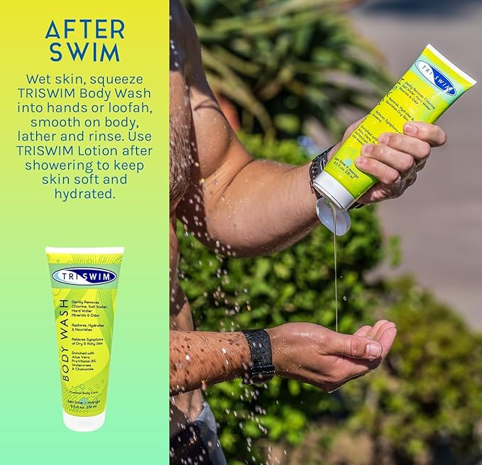 TRISWIM After Swim Chlorine Body Wash | Enriched with Aloe Vera, Watercress and Chamomile for Restoring, Hydrating, and Nourishing Skin | Relieves Dry and Itchy Skin | Perfect for Swimmers | Pack of 2